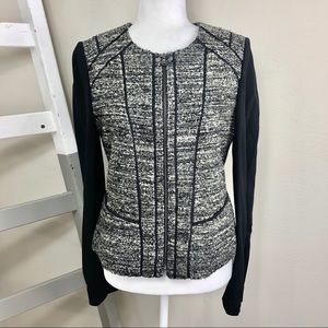 ANN TAYLOR Blazer Wool Blend Tweed Zip Trim 6